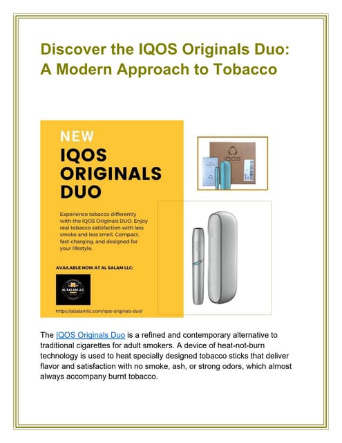 Discover the IQOS Originals Duo -  A Modern Approach to Tobacco.pdf