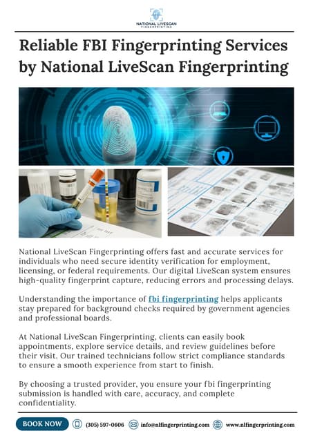 Reliable FBI Fingerprinting Services by National LiveScan Fingerprinting | PDF