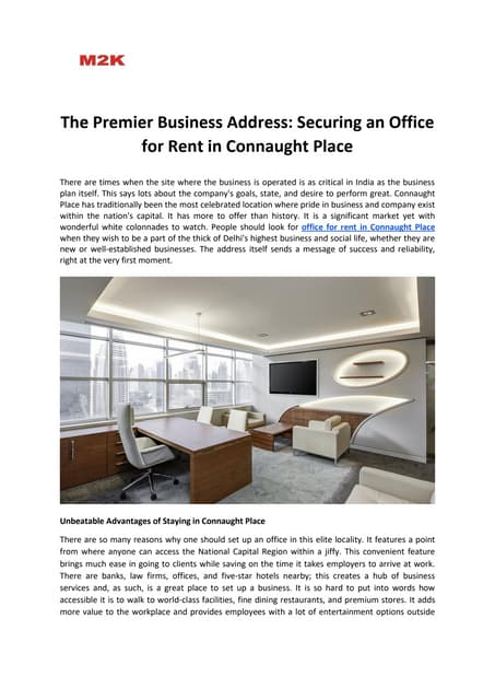The Premier Business Address Securing an Office for Rent in Connaught Place | PDF