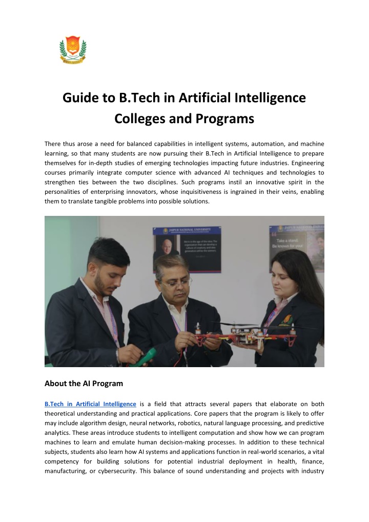 PPT - Guide to BTech in Artificial Intelligence Colleges and Programs PowerPoint Presentation - ID:14686411