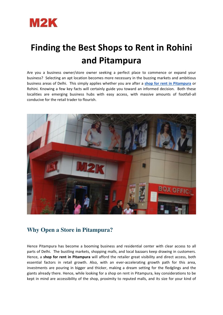 PPT - Finding the Best Shops to Rent in Rohini and Pitampura PowerPoint Presentation - ID:14727138