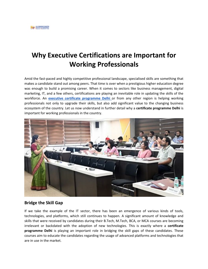 PPT - Why Executive Certifications are Important for Working Professionals PowerPoint Presentation - ID:14682772