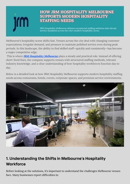 How JRM Hospitality Melbourne Supports Modern Hospitality Staffing Needs.pdf