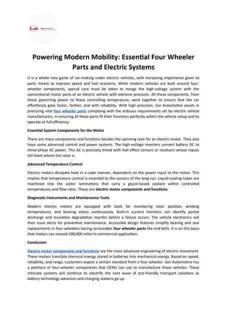 Powering Modern Mobility Essential Four Wheeler Parts and Electric Systems.docx