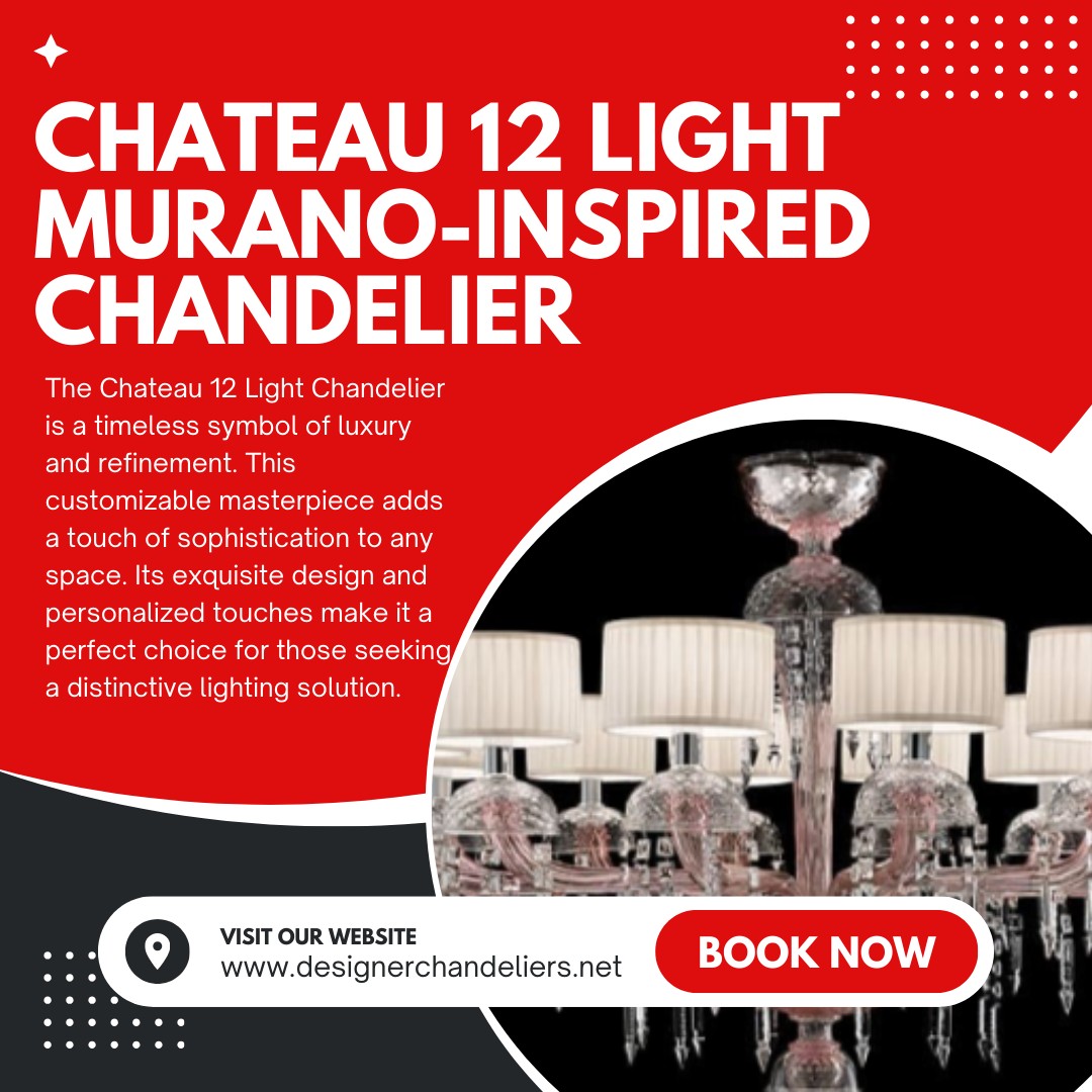 Chateau 12 Light Murano-Inspired Chandelier with C..