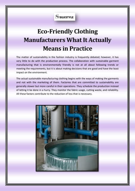 Eco-Friendly Clothing Manufacturers: What It Actually Means in Practice | PDF