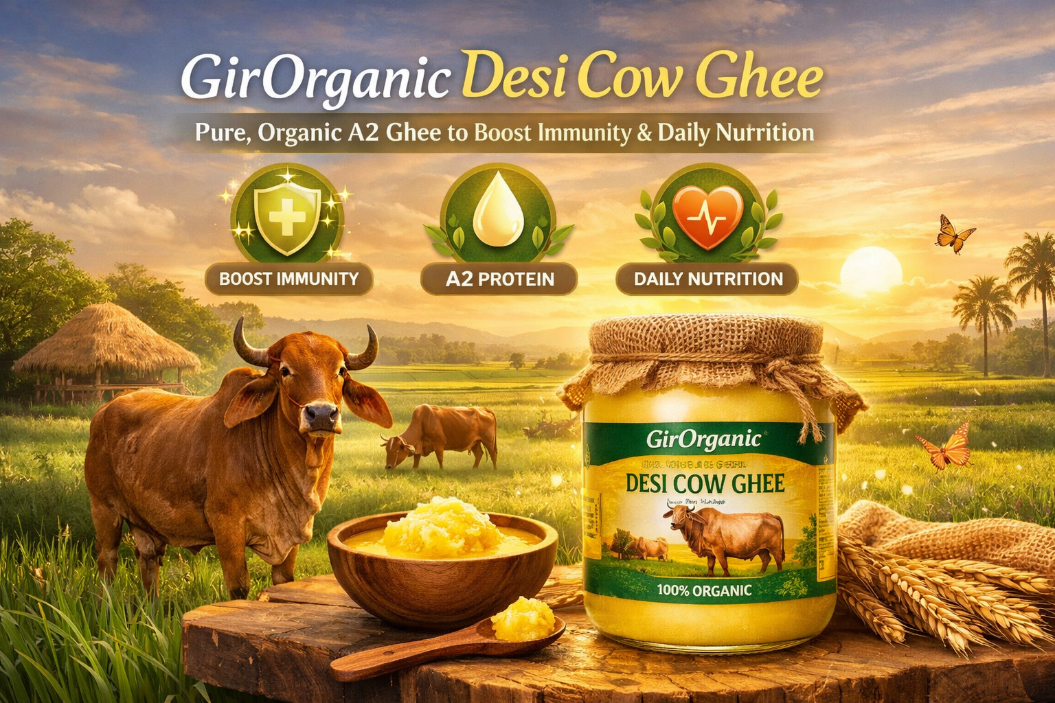 GirOrganic Desi Cow Ghee – Pure, Organic A2 Ghee to Boost Immunity  Daily Nutrition