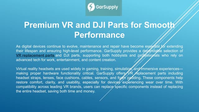 Premium VR and DJI Parts for Smooth Performance | PPTX