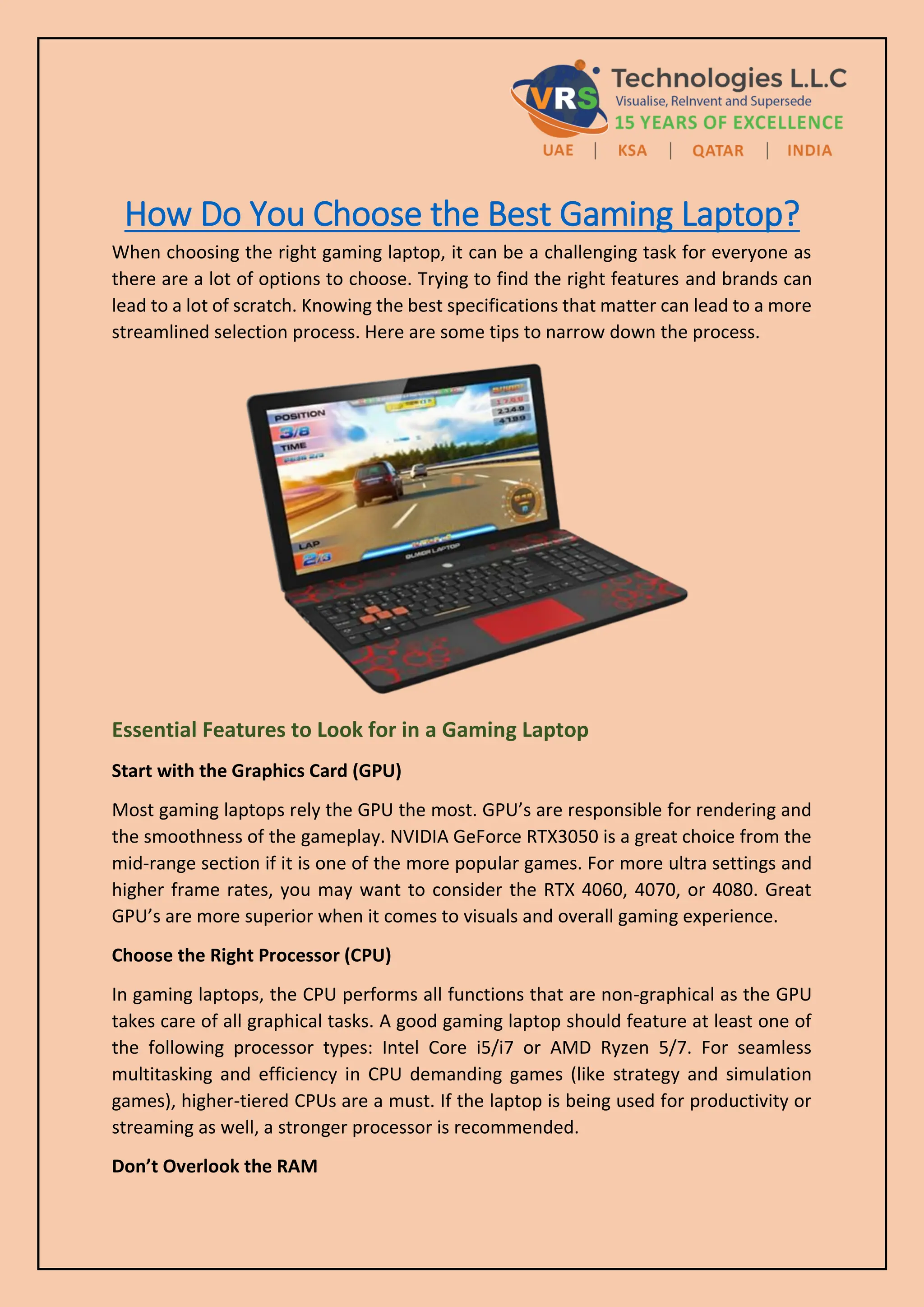 How Do You Choose the Best Gaming Laptop | PDF