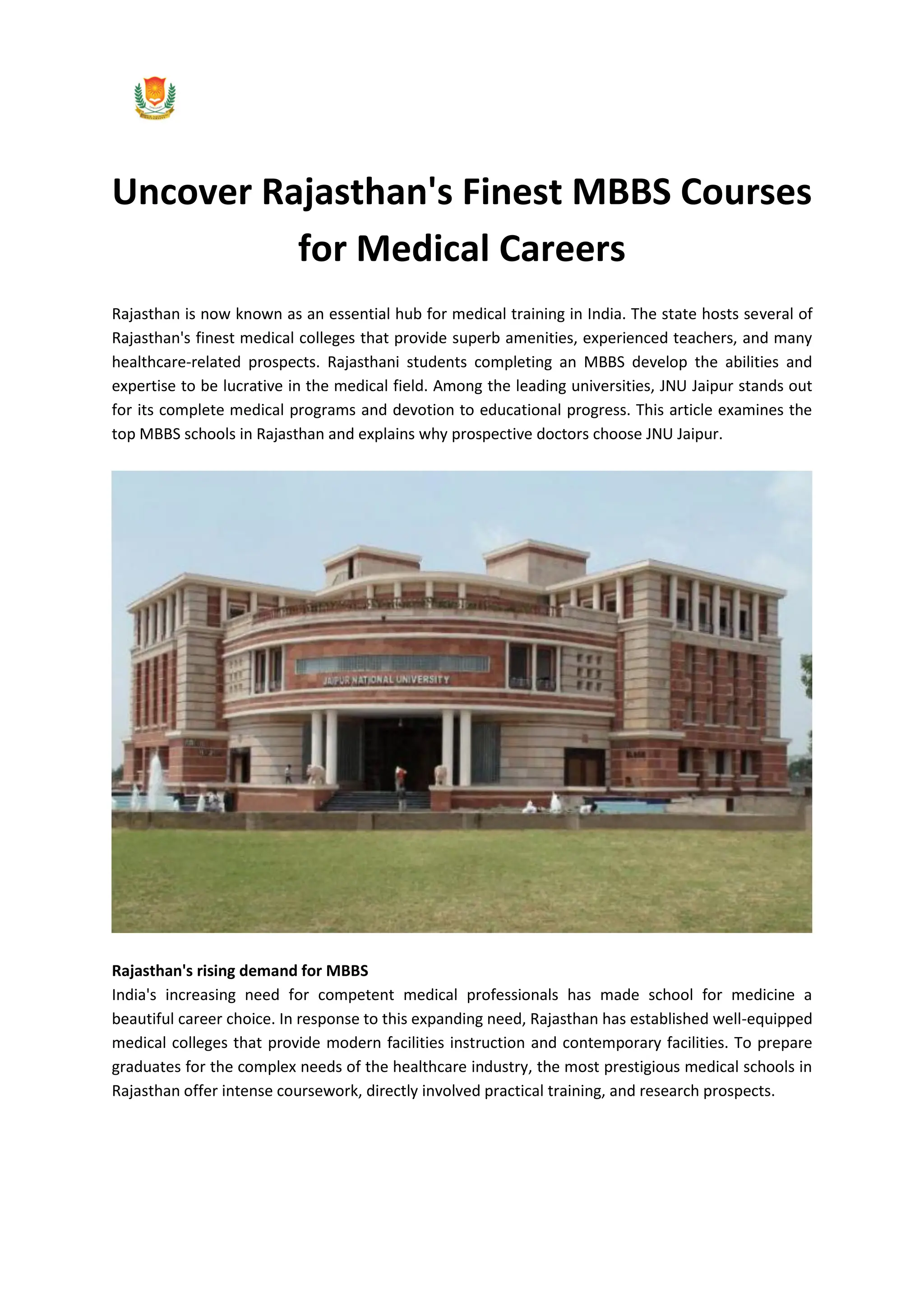 Uncover Rajasthan\s Finest MBBS Courses for Medical Careers.pdf
