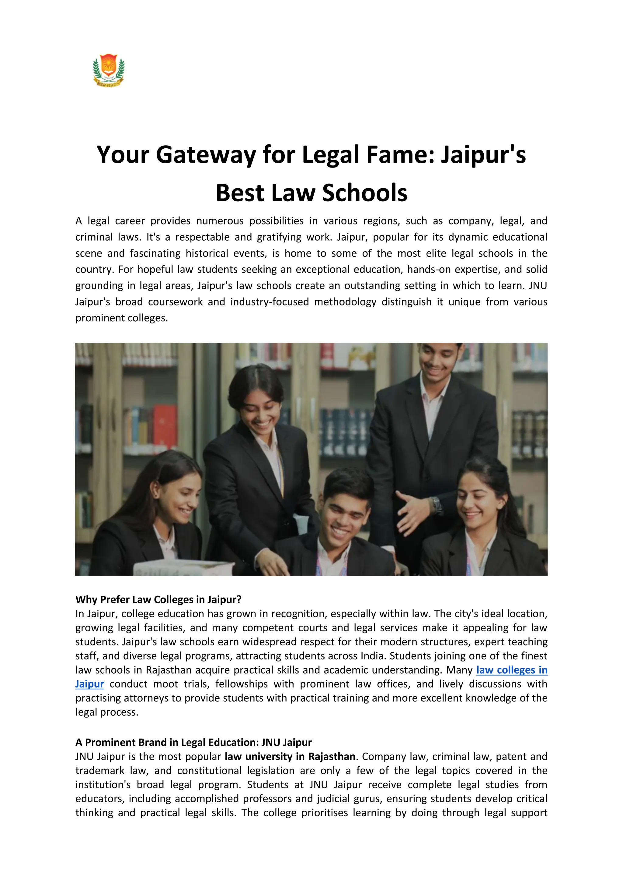 Your Gateway for Legal Fame Jaipur\s Best Law Schools.pdf